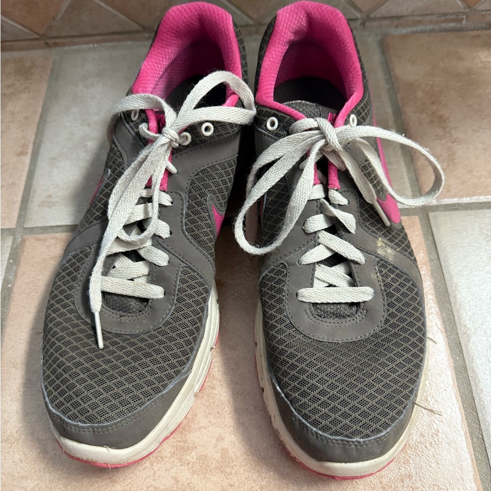 Nike Gray and Pink Athletic Shoes with Breathable Mesh